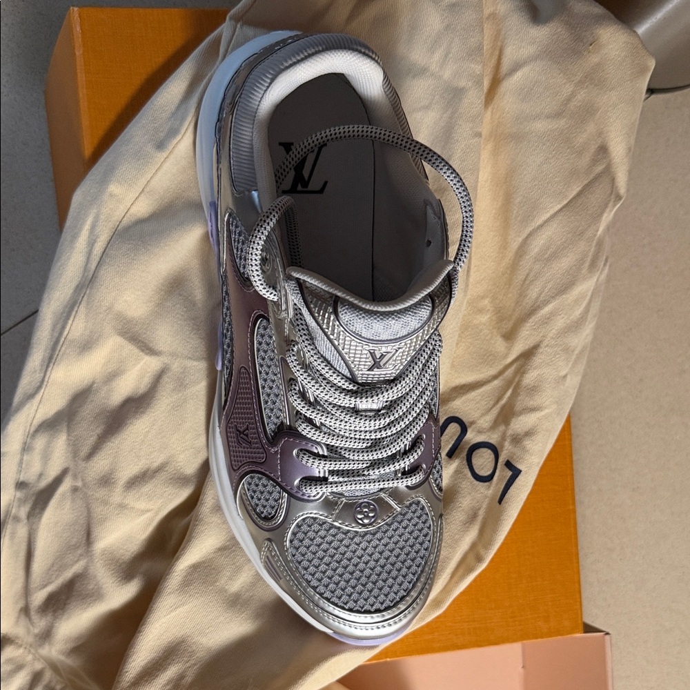 Louis Vuitton Metallic Silver Sneakers